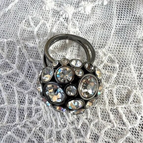 Vintage Fossil Rhinestone Disco Ball Cocktail Ring 7 - Picture 3 of 9